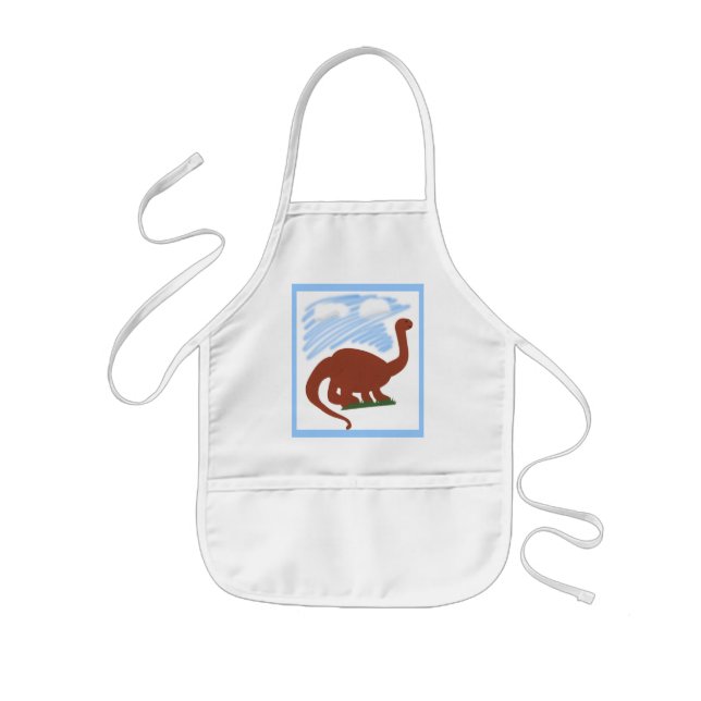 Dinosaur Whimsical Cartoon Art Kids' Apron (Front)
