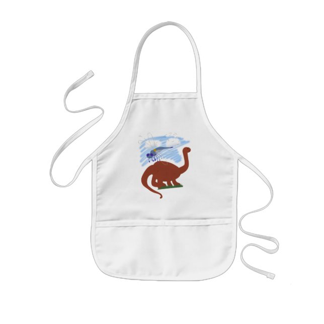 Dinosaur Whimsical Cartoon Art Kids' Apron (Front)
