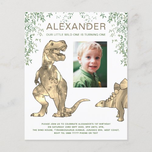 Dinosaur wild one 1st Birthday Party Budget Flyer