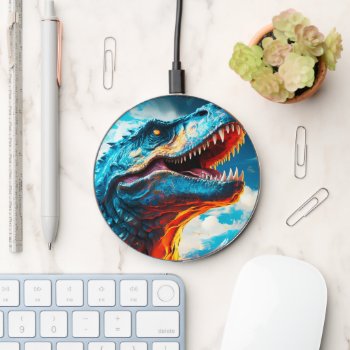 Dinosaur Wireless Charger by MarblesPictures at Zazzle