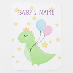 Dinosaur with Balloons Baby Blanket