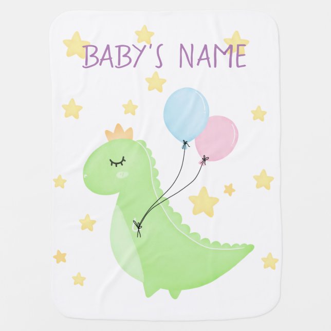 Dinosaur with Balloons Baby Blanket (Front)