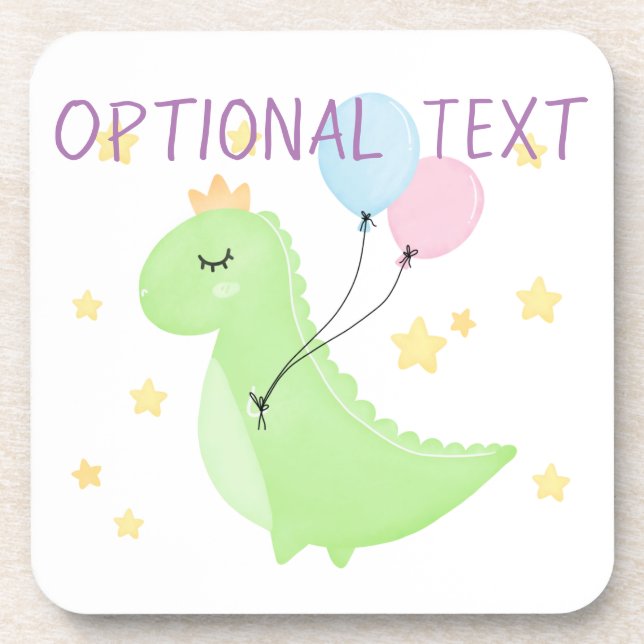 Dinosaur with Balloons  Beverage Coaster (Front)