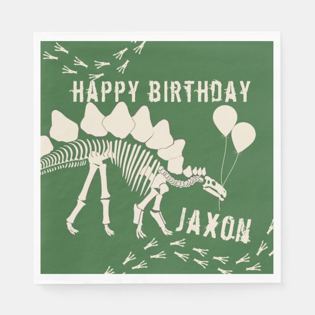 Dinosaur with Balloons Birthday Paper Napkins (Front)