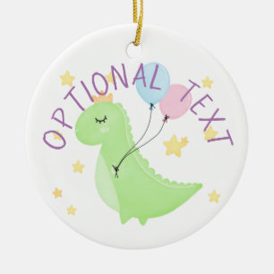 Dinosaur with Balloons Ceramic Ornament