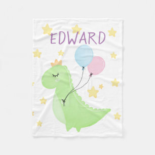 Dinosaur with Balloons  Fleece Blanket