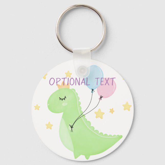 Dinosaur with Balloons  Keychain (Front)