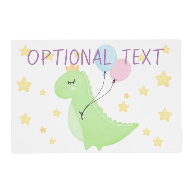 Dinosaur with Balloons   Placemat (Front)
