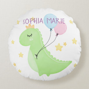 Dinosaur with Balloons Round Pillow