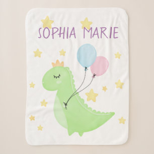 Dinosaur with Balloons  Sherpa Blanket