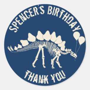 Dinosaur with Balloons Thank You Classic Round Sticker