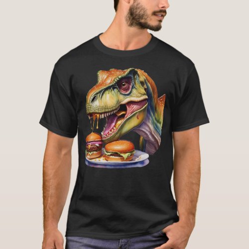 Dinosaur with burger T_Shirt