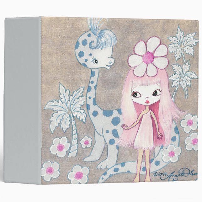 Dinosaur with Cavegirl 3 Ring Binder (Front/Spine)