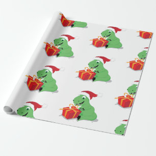 Dinosaur with Christmas Gift Wrapping Paper