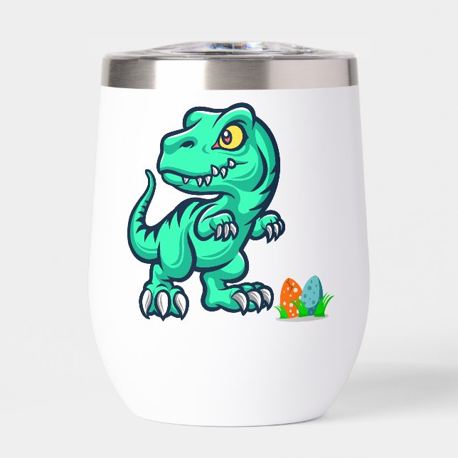 dinosaur with eggs thermal wine tumbler (Front)