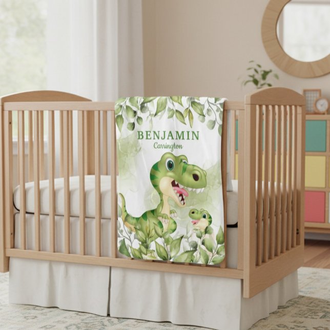 Dinosaur with Greenery Leaves Blanket for Boys  (Creator Uploaded)