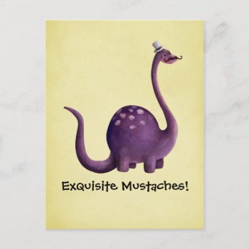 Dinosaur With Mustaches Postcard by partymonster at Zazzle
