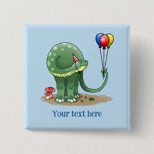Dinosaur with Party Hat Button