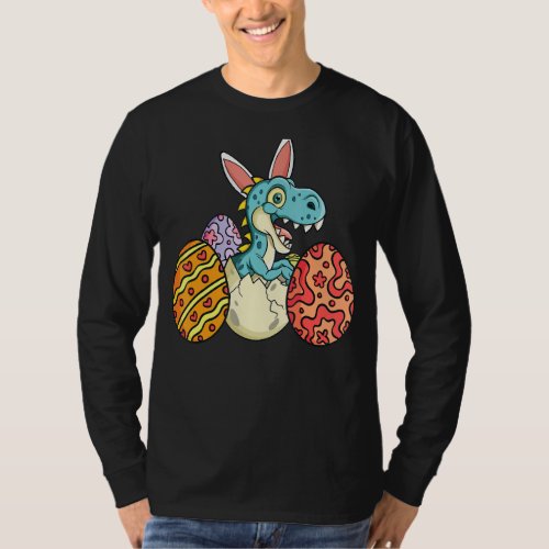 Dinosaur With Rabbit Ears   Easter Day Graphic T_Shirt