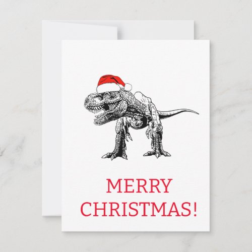 DINOSAUR WITH SANTA HAT CHRISTMAS CARD