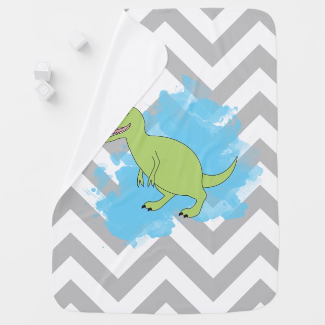 Dinosaur with Watercolor Background Design Baby Blanket (In Situ)