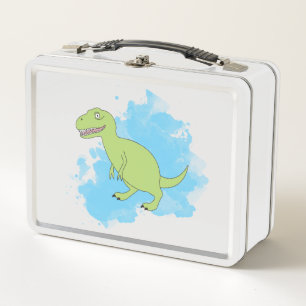 Dinosaur with Watercolor Background Design Metal Lunch Box