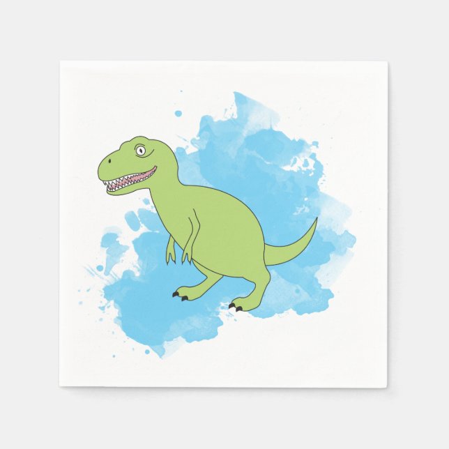 Dinosaur with Watercolor Background Design Napkins (Front)