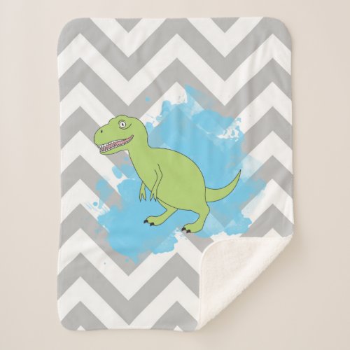 Dinosaur with Watercolor Background Design Sherpa Blanket