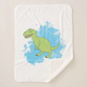 Dinosaur with Watercolor Background Design Sherpa Blanket