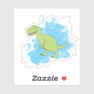 Dinosaur with Watercolor Background Design Sticker