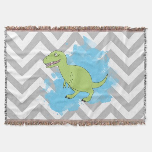 Dinosaur with Watercolor Background Design Throw Blanket