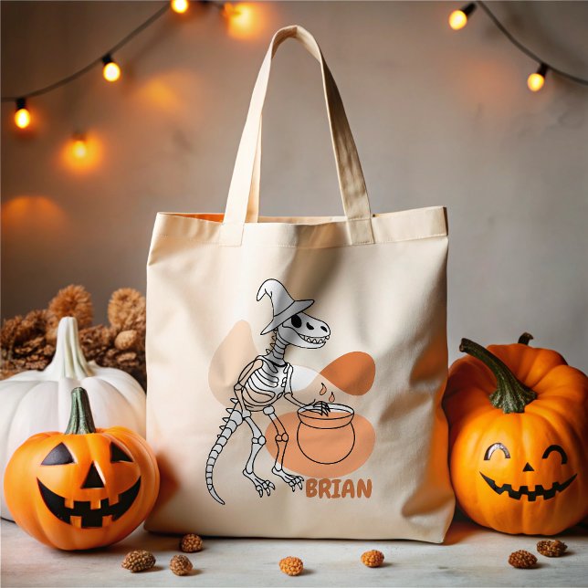 Dinosaur with Witch Hat Tote Bag (Creator Uploaded)