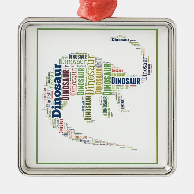 Dinosaur Word Art Metal Ornament (Front)