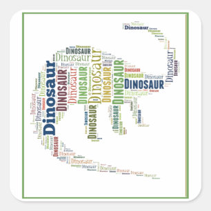 Dinosaur Word Art Square Sticker