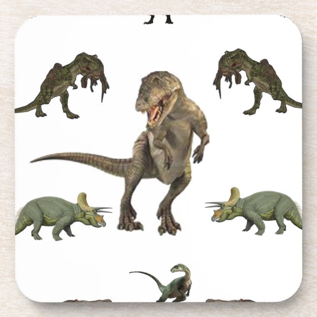 Dinosaur Wrapping Paper Beverage Coaster (Front)