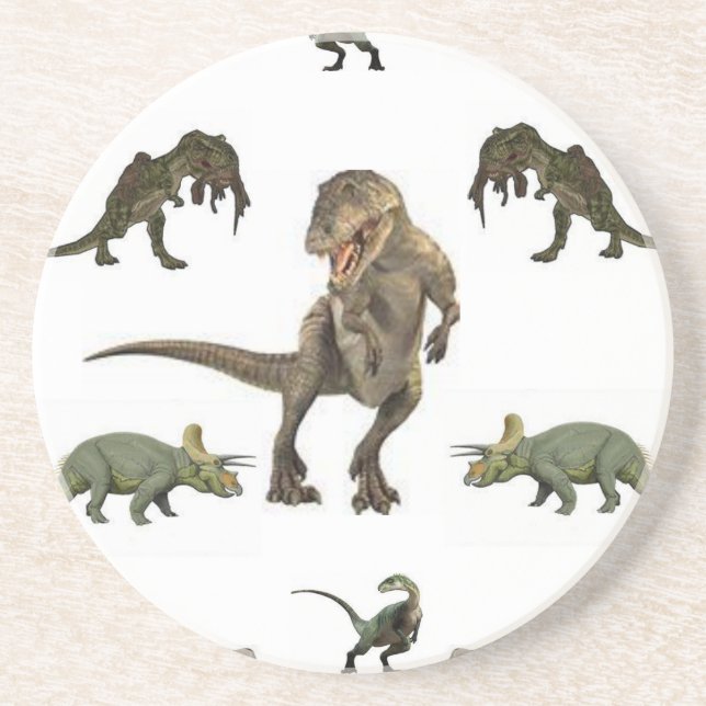 Dinosaur Wrapping Paper Drink Coaster (Front)