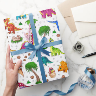 Dinosaur Wrapping Paper, Kids Dino Gift Wrap