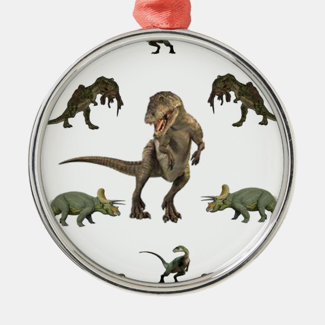 Dinosaur Wrapping Paper Metal Ornament (Front)