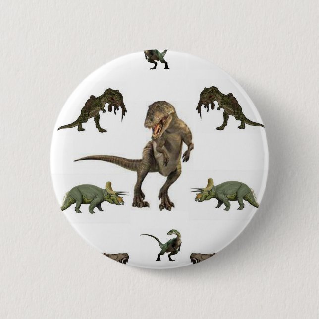 Dinosaur Wrapping Paper Pinback Button (Front)
