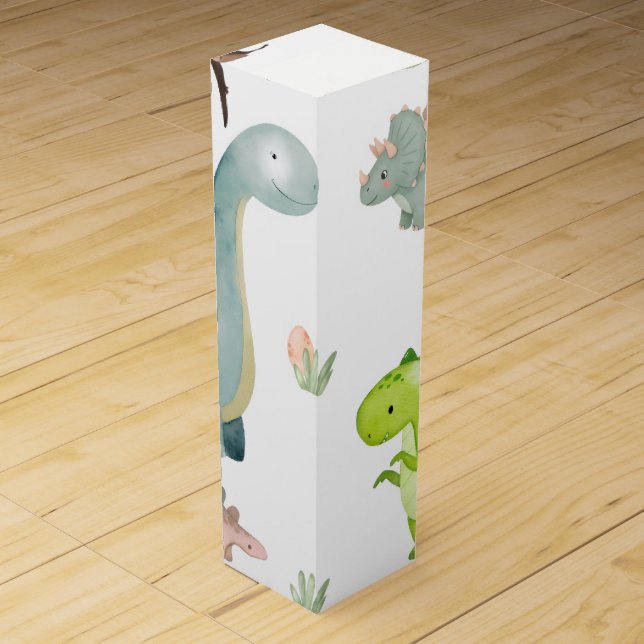 Dinosaur Wrapping Paper Wine Box (Front)