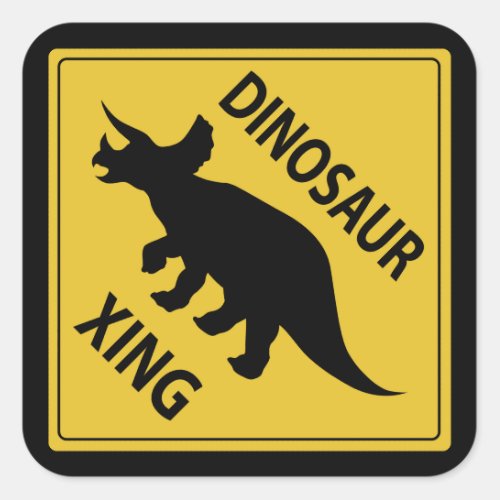 Dinosaur Xing Square Sticker