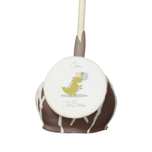 Dinosaur Yellow Green Grey First Birthday Cake Pops