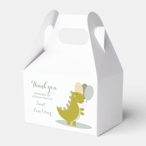 Dinosaur Yellow Green Grey First Birthday  Favor Boxes