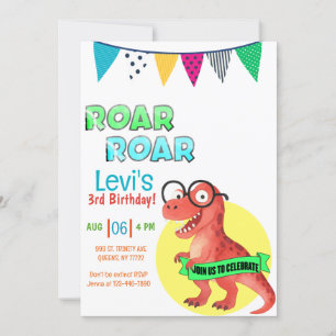 Dinosaur Young Wild birthday Invitation