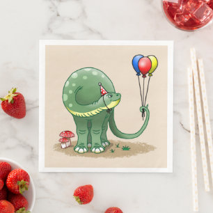 Dinosaurs and Balloons Birthday Paper Dinner Napkins