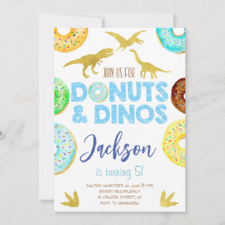 Dinosaurs and Donuts Boy Birthday Party Invitation