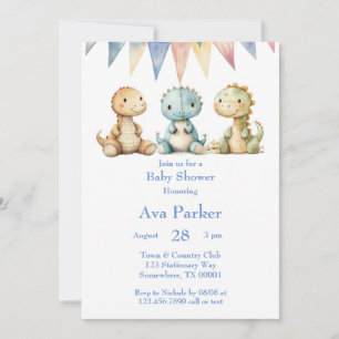 Dinosaurs and Friends Boy Baby Shower Invitation