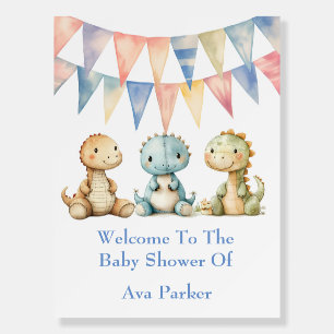 Dinosaurs and Friends Boy Baby Shower Welcome Sign