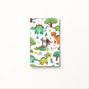 Dinosaurs and trees pattern white light switch cover