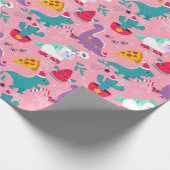 Dinosaurs And Unicorns Christmas Pattern Wrapping Paper (Corner)